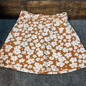 Altard State Women’s Mini Skirt Size Small Floral White Brown Casual Boho